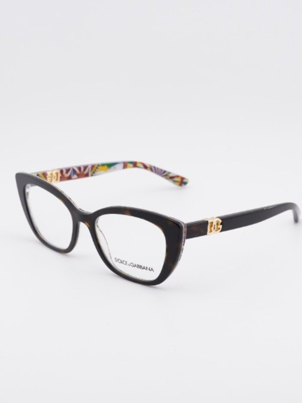 Dolce & Gabbana DG3398 3217 Eyeglasses Havana On White Barrow 54mm Cat Eye Frame